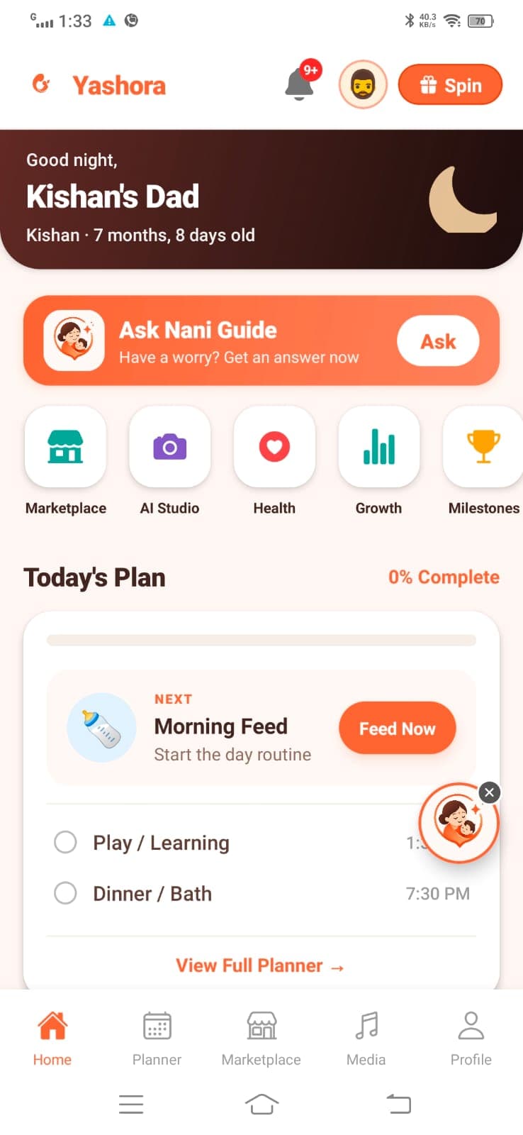 Yashora home screen